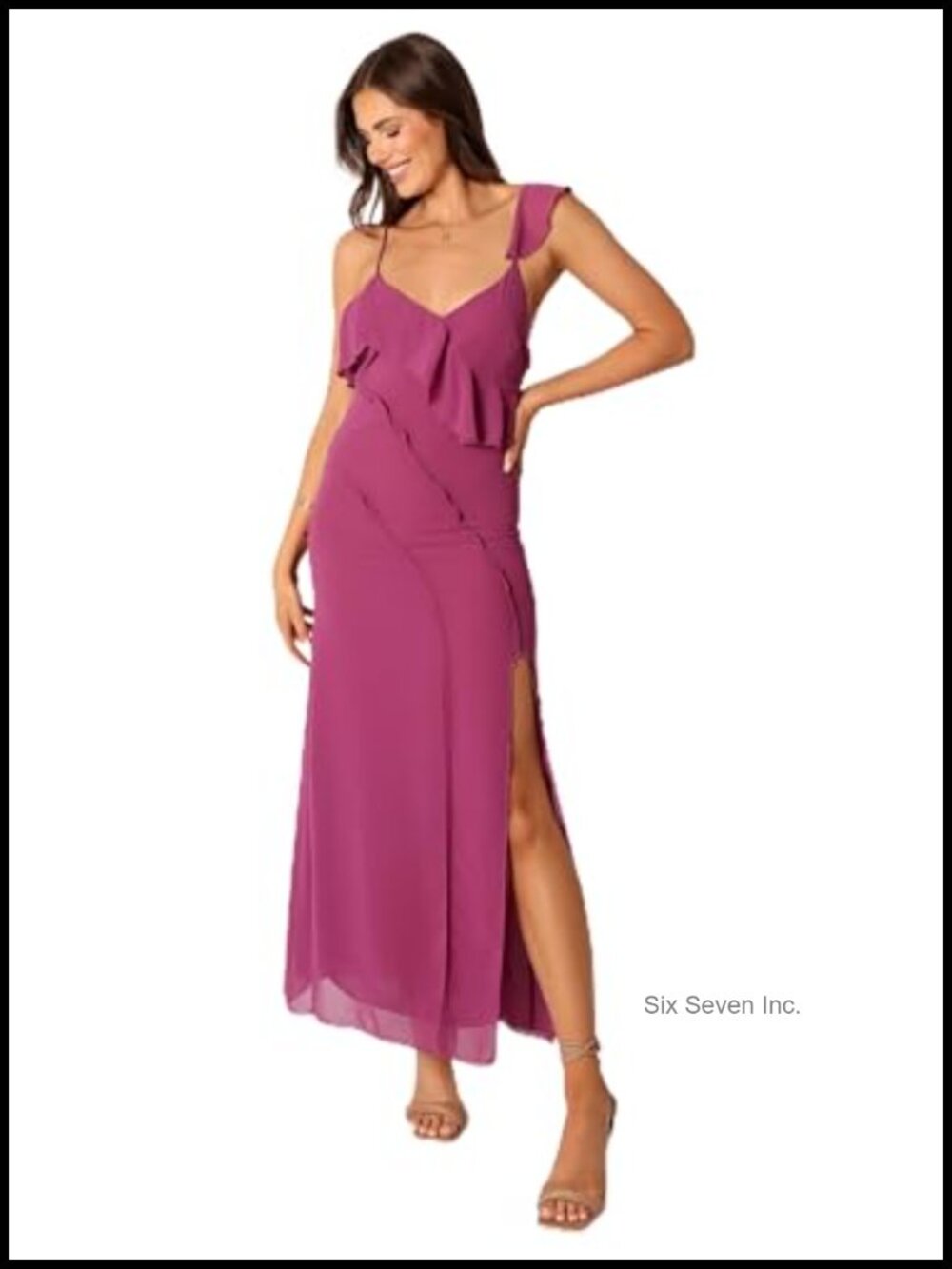 Pleated Maxi Dress V-Neck Sleeveless A-Line Polyester